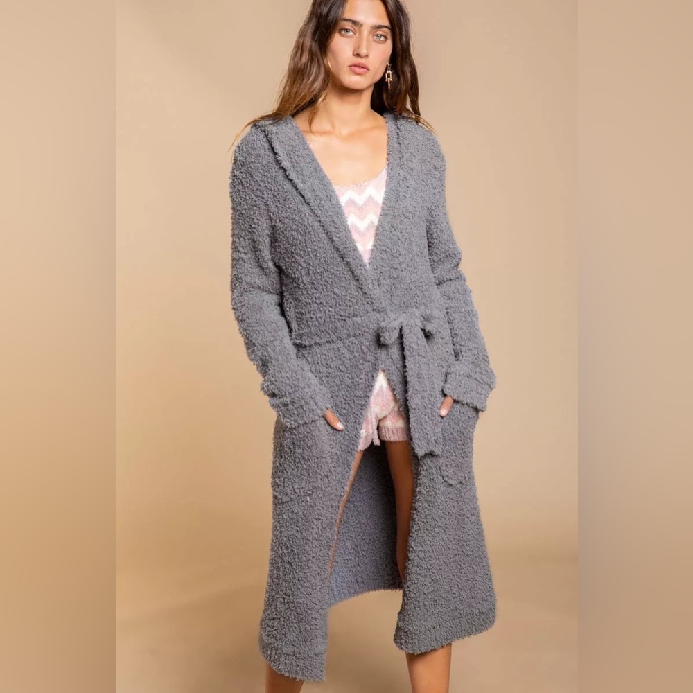 POL nwt Berber fleece Tie Front Tunic Cardigan with Pockets - small